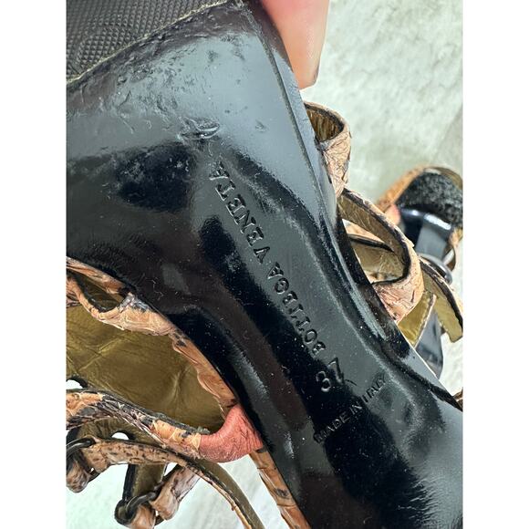 Bottega Veneta Snakeskin Strappy Heels Size 37 - Picture 7 of 12